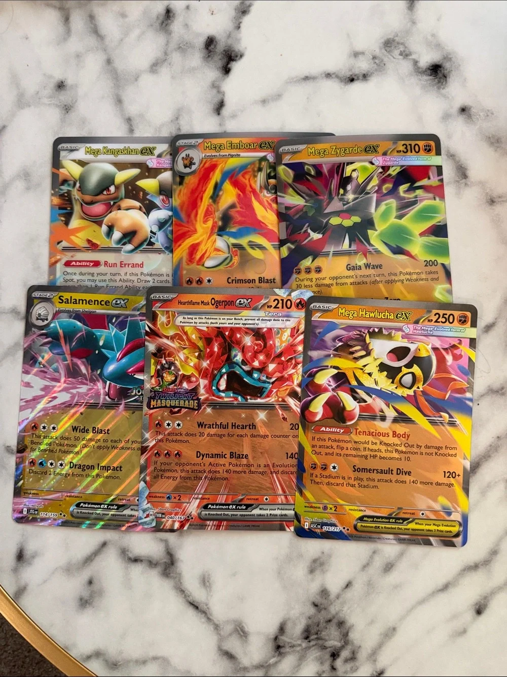 6 JUMBO POKEMON CARDS - Salamence ex, zygarde ex, kangaskan ex